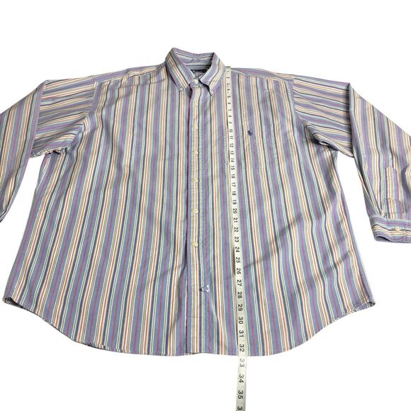 Vintage Ralph Lauren Shirt Mens XL Striped Long Sleeve Button Down Preppy Pony - Picture 14 of 16